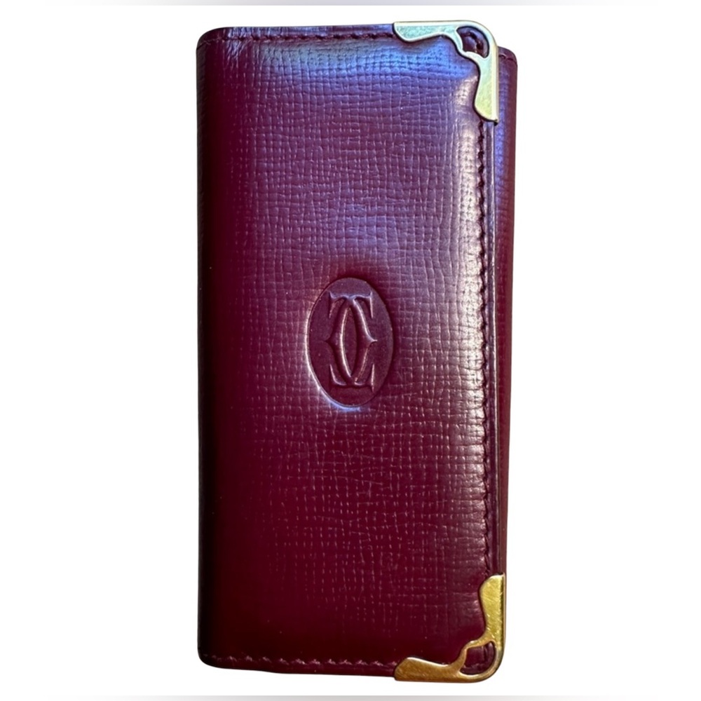 CARTIER EUC VINTAGE MUST DE CARTIER DARK RED 4 KEY HOLDER